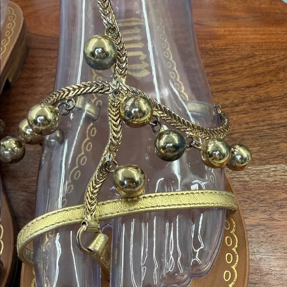 Juicy Couture gold chain embellished flat sandals